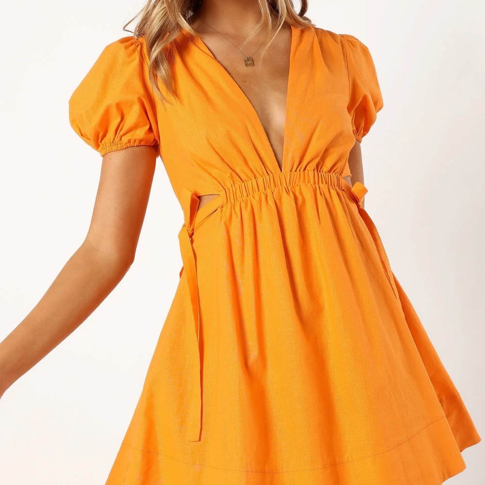 Petal & Pup Sachi Cut Out Mini Dress in Orange